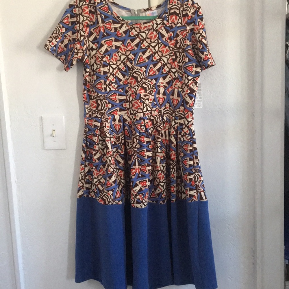 Lularoe Amelia color block two tone dress